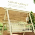 thumbnail image 5 of Outsunny 3 Seat Wooden Porch Swing with Stand, Patio Swing Chair with Side Tables, Natural Wood, 5 of 9