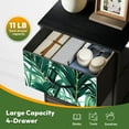 thumbnail image 5 of 4 Drawer Vertical Storage Dresser Tropical palm leaves floral with Wood Top Fabric Pull Drawers, 5 of 8