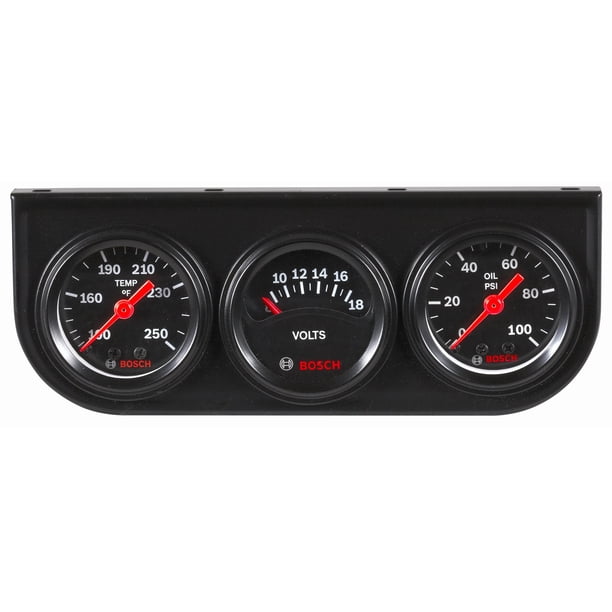 Kit de manómetros Bosch Style Line 1-1/2 Mini Triple (negro)