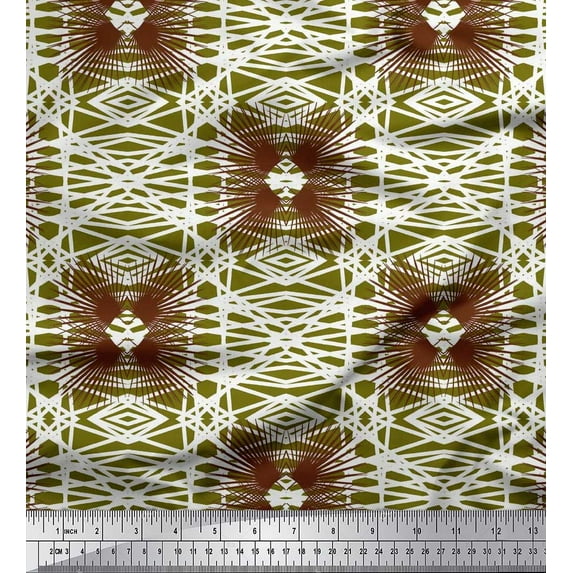Soimoi Silk Fabric Check & Geometric Print Fabric by Yard 42 Inch Wide