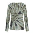 thumbnail image 5 of VALMASS Womens Scoop Neck Henley Tops Button Long Sleeve Tie-Dye Slim Undershirts Casual Ribbed Knit Shirts (2XL, Gray), 5 of 5