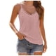 thumbnail image 1 of Camiseta sin mangas con cuello en V y encaje para mujer - Tirantes finos ajustables, blusa de verano holgada, tallas S-XL, 1 of 8
