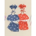 thumbnail image 4 of Aojekbee Baby Girls Patriotic Outfits Star Print Sleeveless Halter Tops and Elastic Shorts Headband Set Summer Clothes, 4 of 10