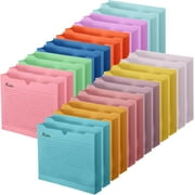 24 Pcs Expanding Pocket File Folder Jackets Letter Size 2 Inch Expansion File Reinforced Straight Cut Tab Expandable File Folder Document Organizer for Paper Cabinet (Classic Color)