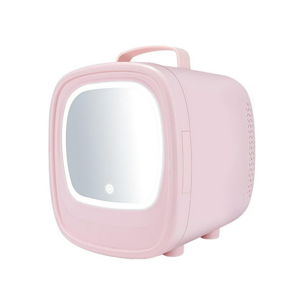 Mini refrigerador Gloria 6L con espejo de maquillaje LED rosa