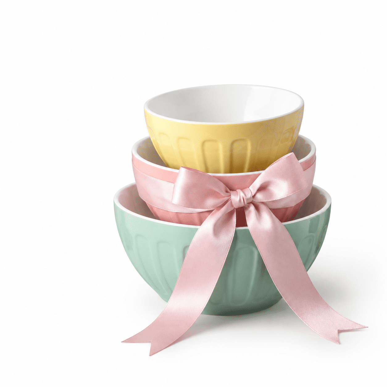 3-Piece Pastel Ceramic Nesting Mixing Bowl Set, 3.2/1.7/1.2 Qt