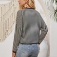 thumbnail image 4 of GEWSEY Womens Striped Cardigan Sweater Casual Crew Neck Open Front Button Down Long Sleeve Knit Sweaters Fall Outerwear (Brown, S), 4 of 6