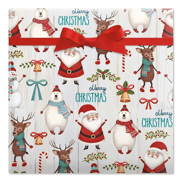 Santa & Friends Jumbo Christmas Rolled Gift Wrap - 1 Giant Roll, 23