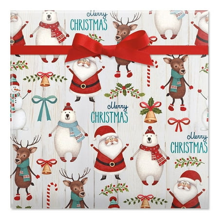 Santa & Friends Jumbo Christmas Rolled Gift Wrap - 67 sq. (Best Price Christmas Wrapping Paper)