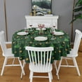 thumbnail image 2 of Dark Green Christmas Tree and Star Pattern Round Tablecloth 60"x60",Wrinkle Wipeable Table Cloth for Kitchen Dining Room Picnic Patio Party, 2 of 6