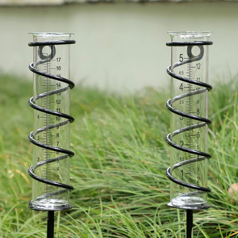 Spiral Lawn Rain Gauge Glass Floating Rain Meter for Outdoor Garden Landscapes Smile Home