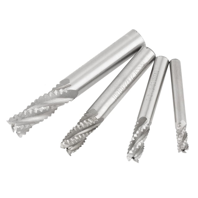 4pcs 4 Flûtes HSS Rugueuse Fin Moulin CNC Routeur Fraiseuse M6 /M8 /M10 /M12