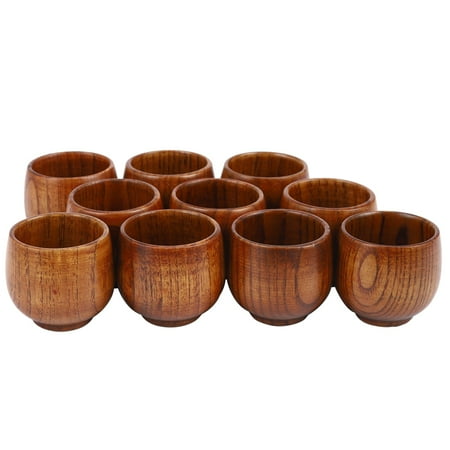 

10Pcs Wooden Cup Wood Coffee Tea Beer Juice Milk Glass Beer Mug