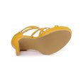 thumbnail image 5 of BLISSFUL STEP Women's Platform Strappy Stiletto Heels Sandals Yellow 9, 5 of 7