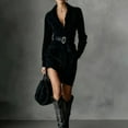 thumbnail image 5 of Women's Western Suede Maxi Dress - V Neck Button Down Long Sleeve Dress, 5 of 5
