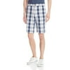 IZOD Men's Flat Front Portsmith Shadow Plaid Short, Midnight, 33W
