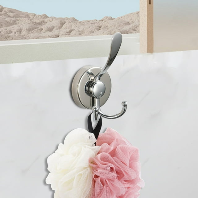 Gancho de ventosa para baño | Gancho de pared de acero inoxidable sin taladro | Capacidad de servicio pesado de 22 libras | 3 ganchos de almacenamiento | Sombrero Ropa Toallero | Organizador que