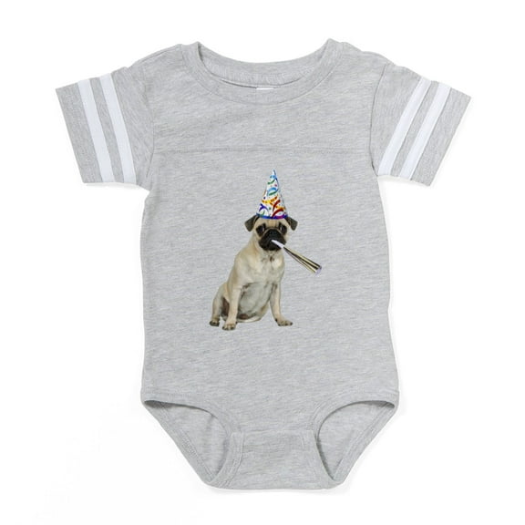 CafePress - Pug Dog Party - Cute Infant Baby Football Bodysuit