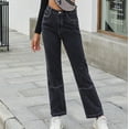 thumbnail image 6 of IROINNID Women's Pants Relaxed Solid Color Loose Casual Fashion High-Waist Straight Trousers Jean, 6 of 9
