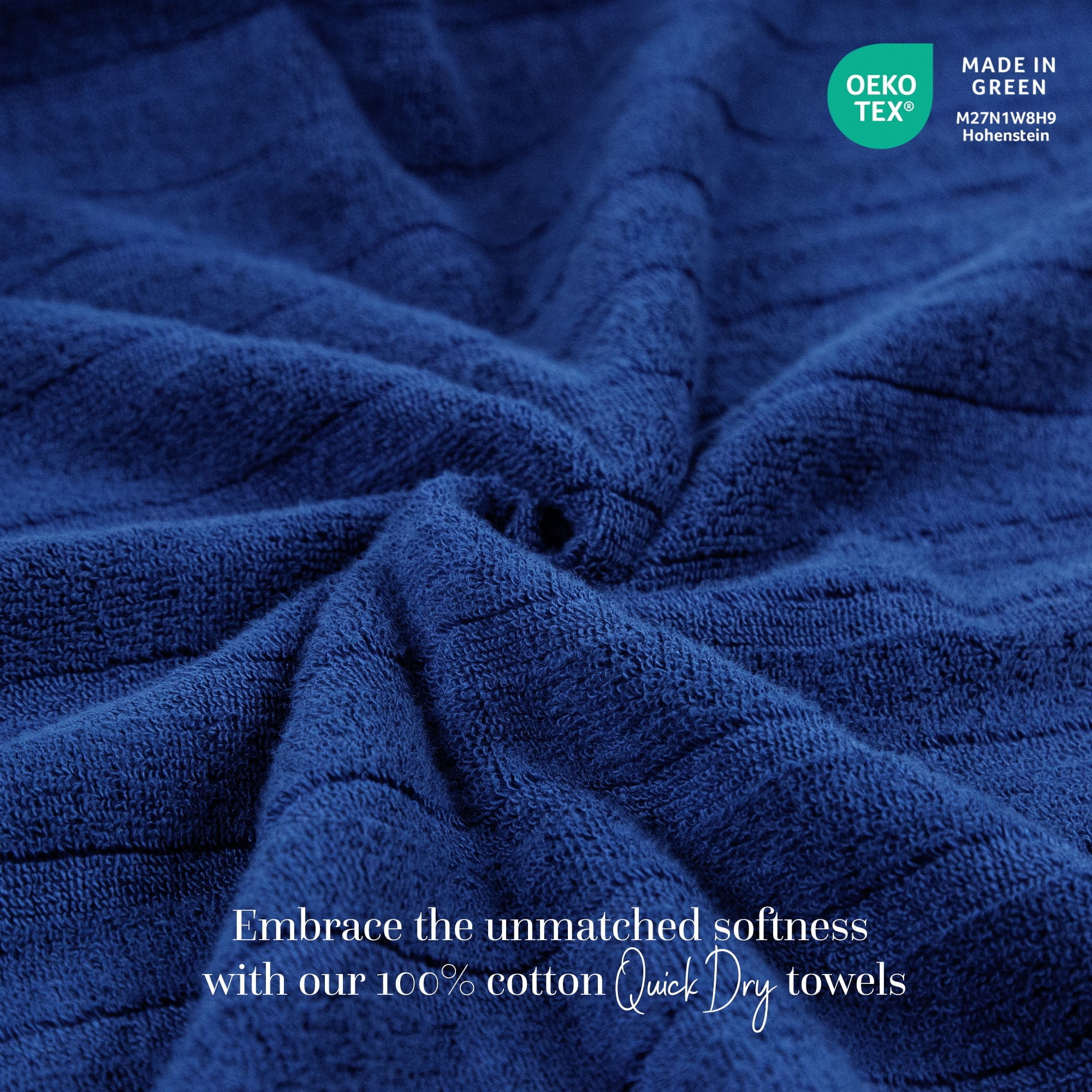 Everyday Home by Trident Quick Dry 4 Bath Towels, 100% Cotton , lightweight,Soft, Absorbent, Bathroom Towels, 4 Bath 27"x54", Navy Blue
