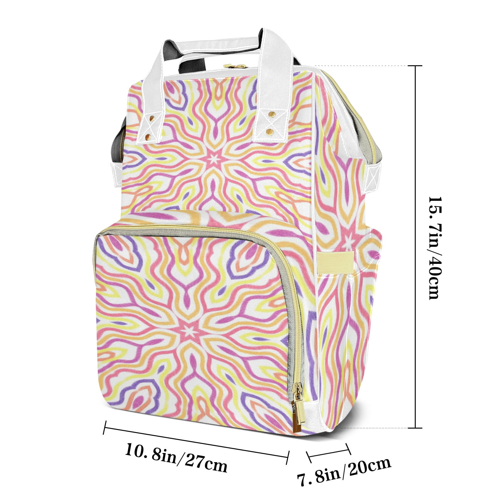 Abstract Kaleidoscope Diaper Backpack – Large Capacity, Insulated Baby Bottle Pocket, Multifunctional Mommy Bag for Boys & Girls