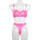 thumbnail image 3 of Encaje sexy conjunto de ropa interior sujetador ropa interior regalo para mujer, rosa fluorescente, L 2 piezas Vogacara XX000054-38, 3 of 7