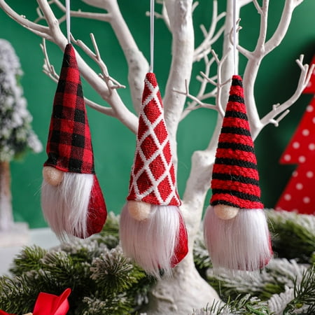 

Cinmonia Christmas Decoration Knitted Faceless Old Man Small Pendant Doll 3PCS
