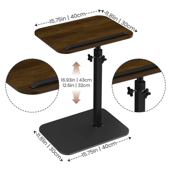 Adjustable Height Sofa Side Table - Heavy Duty Metal Base for Food Snack Tray