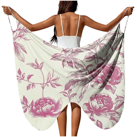 BRGZLK Womens Beach Cover Ups Summer Graphic Print Swimsuit Coverup Tropical Vacation Lightweight Scarf Bikini Cover-Up for Women 2026 White F L