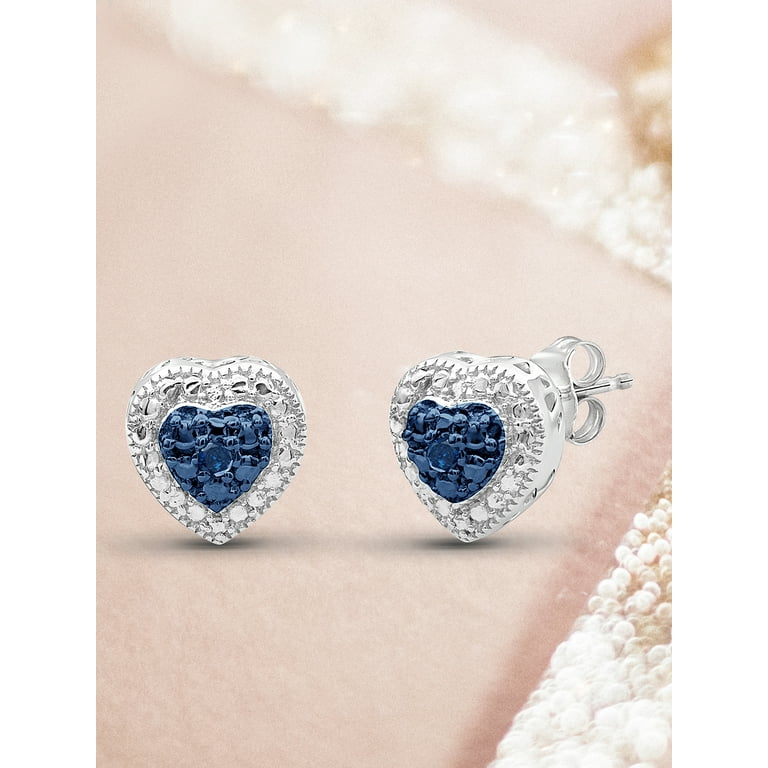 Blue silver shop stud earrings