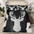 thumbnail image 2 of Manfei Jungle Deer Silhouette Twin Sheet Sets,Rustic Cow Hide Twin Fitted Sheet,Gray Brown Flat Sheet For Men Women,Ultra Soft Home Decor,3pcs, 2 of 7