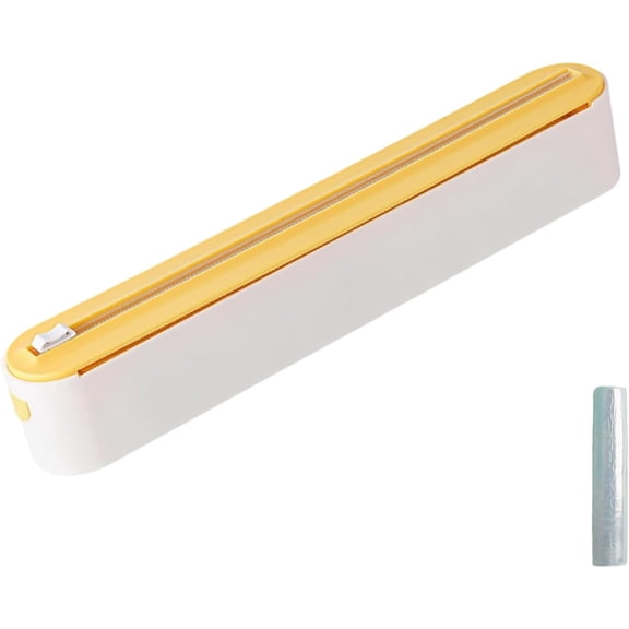 Refillable Wrap Dispenser with Cutter – Food Cling Film Precise Cutting, Fridge-Mounted Kitchen Organizer for Easy Access(RL Yellow 1 PC)