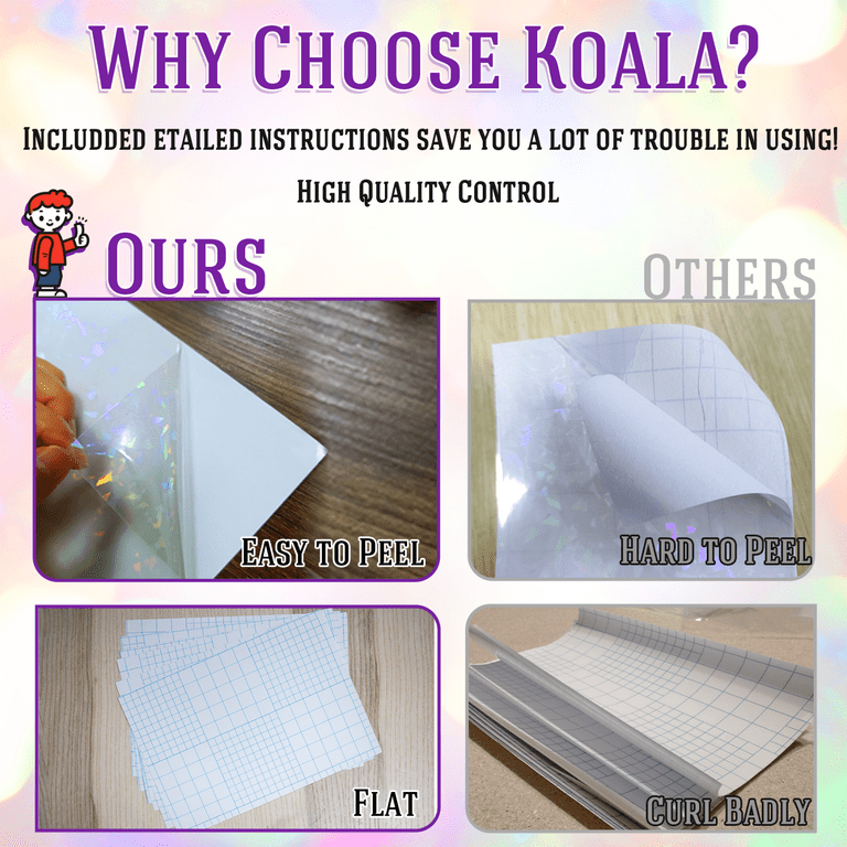 Koala Clear Holographic Sticker Paper STAR, Self-adhesive