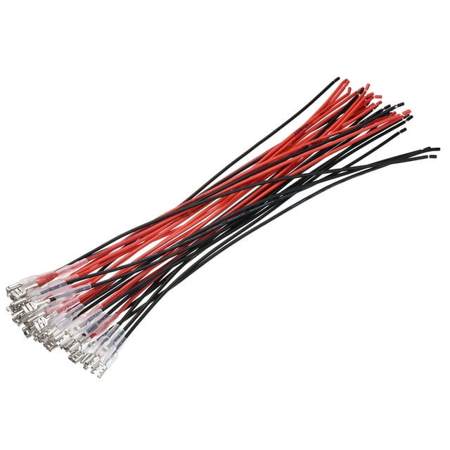 Unique Bargains 6.3mm Female Spade Crimp Terminal with Insulating Sleeve 30cm 18 AWG Wire, 15 Set