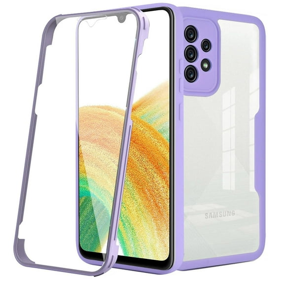Dteck Clear Case for Samsung Galaxy A23 5G with Built-in Screen Protector, Slim Full Body Rugged Soft TPU Bumper Phone Cover Case for Samsung Galaxy A23 5G,Purple