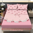 thumbnail image 2 of ZIATUBLES Sheet Set Queen Size, 3-Piece Bed Sheets, 1 Fitted Sheet and 2 Pillowcases, Lightweight Soft Valentine's Day Bedding Set with Elasticized 9.8" Pocket (Pink Cherry Bow Lace), 2 of 5
