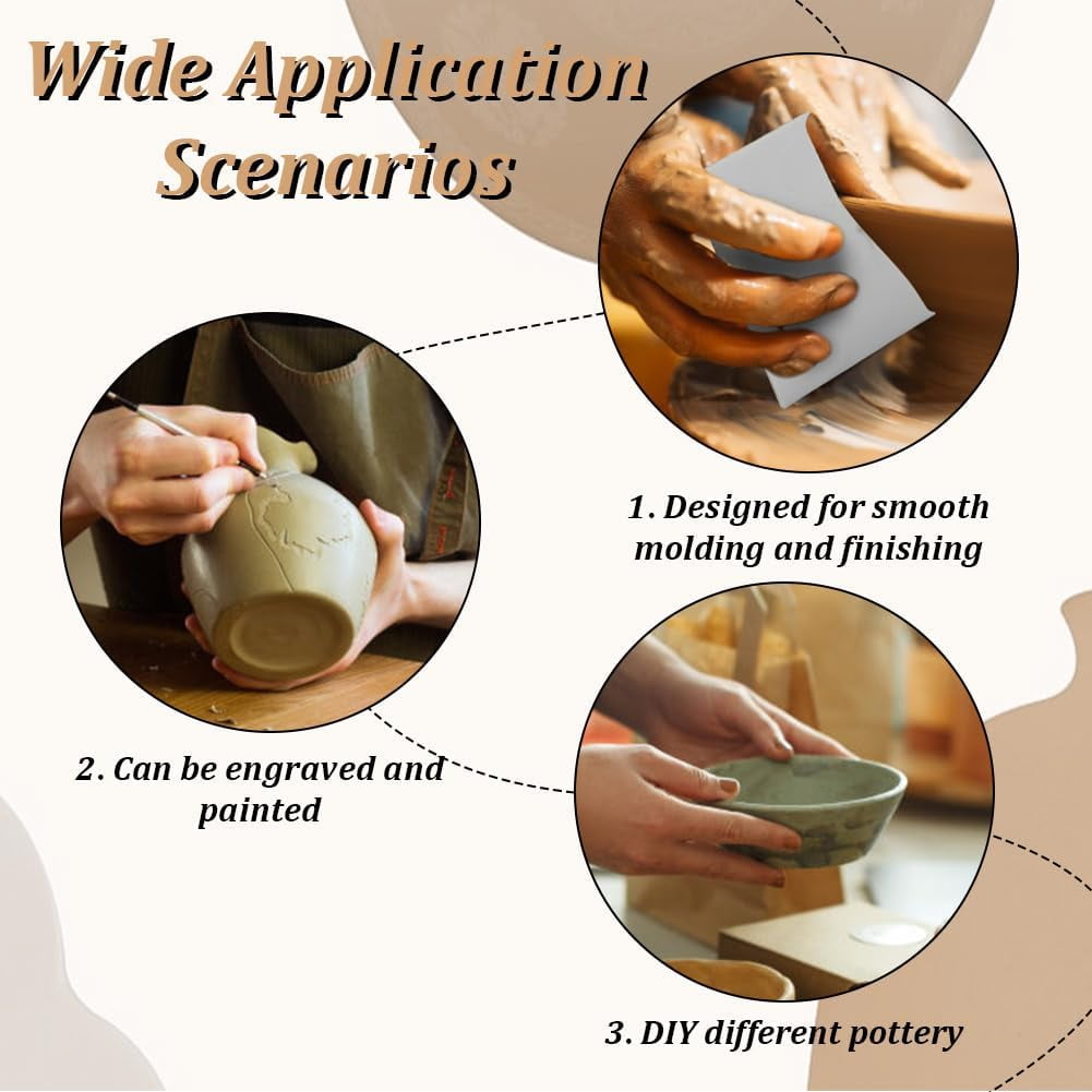 8Pcs Profile Rib Bundle Pottery Shaper Tool Set for Ceramic Cups Bowl DIY Craft Making (Equipped with 2Pcs Clay Sculpture Needle Tool 3Pcs Oval DIY Silicone Molds 5pcs Clay Knife Tools)