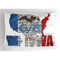 thumbnail image 1 of Iowa State Pillow Sham, Iowa Map on a Brick Wall Illustration Font Design Eagle Bird and the Quotation, Decorative Standard Size Printed Pillowcase, 26 X 20 Inches, Multicolor, by Ambesonne, 1 of 2