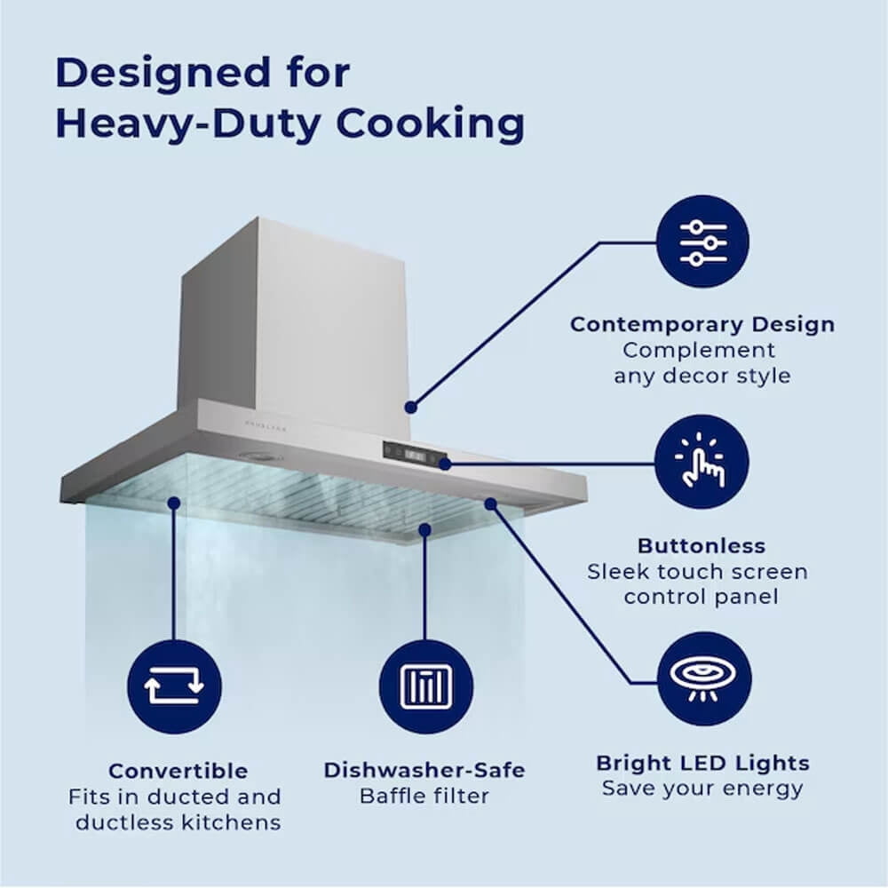 HAUSLANE WM540SS30 30 inch Stainless Convertible Wall Mount Range Hood