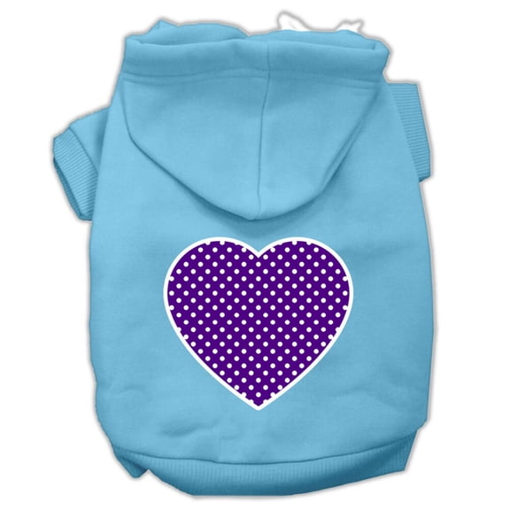 Pet Dog Cat Hoodie Screen Printed, "Purple Swiss Dots Heart"