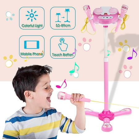 Digital Kids Karaoke Microphone Musical Toys Disco MP3 Player Speaker Adjustable Stand Aplause + Cheers External Music Function & Flashing Lights For Ipad ,iPods, Smartphones &