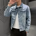 thumbnail image 3 of Abrigos de mezclilla para hombre, chaqueta vaquera con botones azules para otoño, chaqueta vaquera para hombre con bolsillo, precio económico, ropa de abrigo elegante de invierno de gran tamaño, venta, 3 of 5