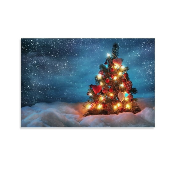 Christmas Tree Poster Decorative Painting Canvas Wall Art Living Room Posters Bedroom Painting,Unframe-style,20x30inch(50x75cm)