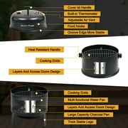 Master Cook Vertical 16 Steel Charcoal Smoker Grill, Heavy Duty 4 in 1 Fire Pit with built-in Thermometer & Adjustable Vent System Black