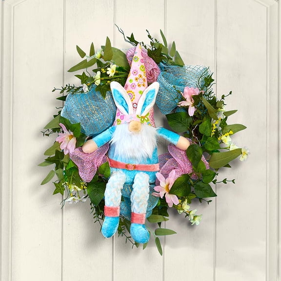 Animated Kicking Easter Gnome Wreath