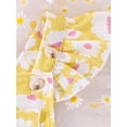 thumbnail image 6 of Raccmtaty Baby Girls Summer Romper Waffle Daisy Print Flying Sleeve Square Neck Jumpsuit with Bow Headband, 6 of 9