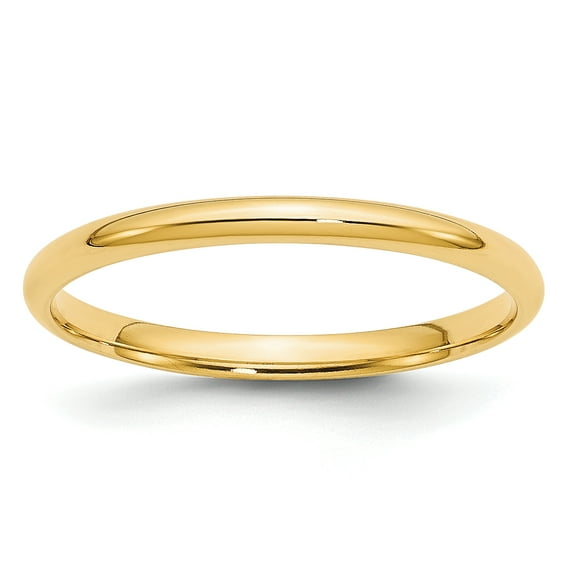 14k Yellow Gold 2mm Lightweight Comfort Fit Band Size 10.5