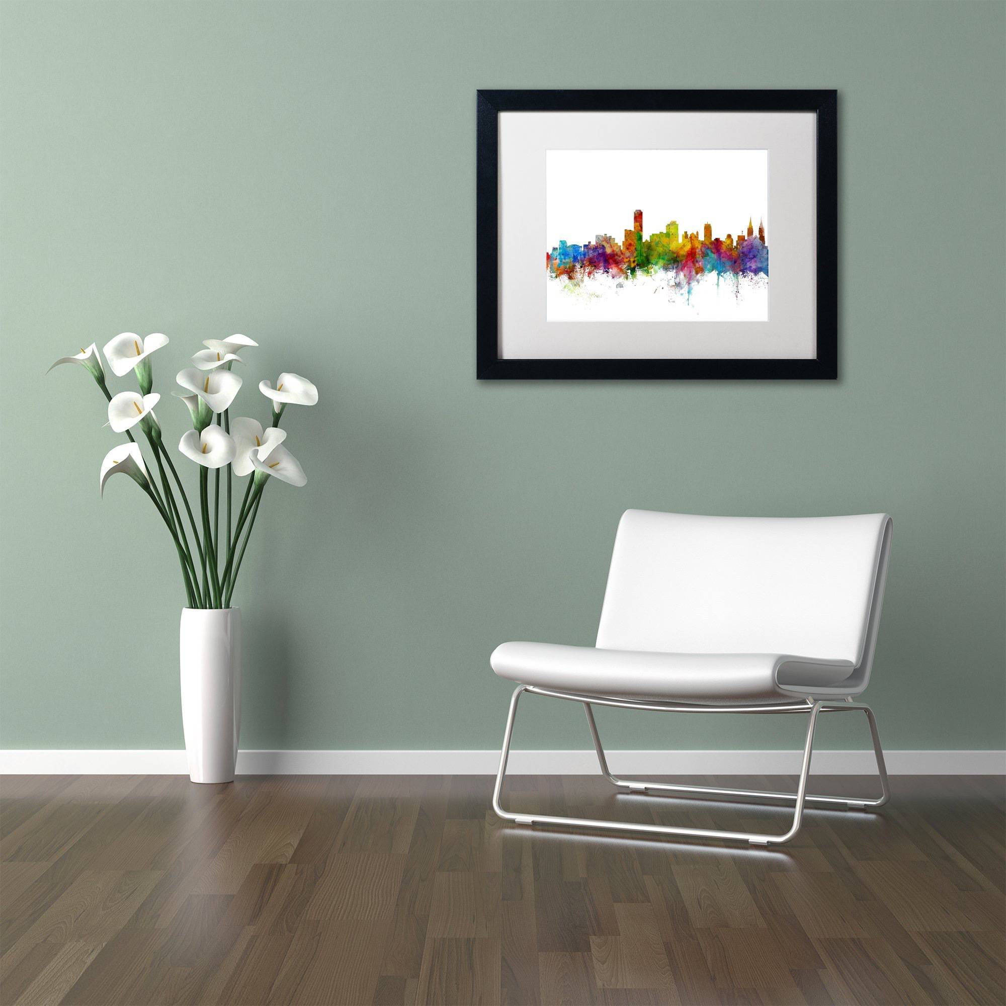 Trademark Fine Art "Adelaide Australia Skyline II" Canvas Art by Michael Tompsett White Matte, Black Frame