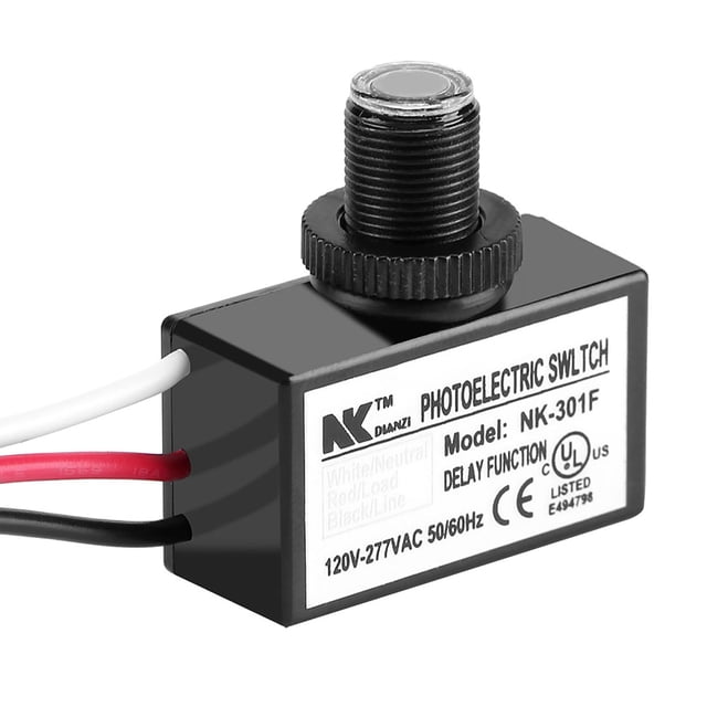 Interruptor fotoeléctrico, 120V-277VAC Control del sensor de luz Interruptor fotoeléctrico de encendido/apagado automático para accesorios de iluminación EOTVIA No
