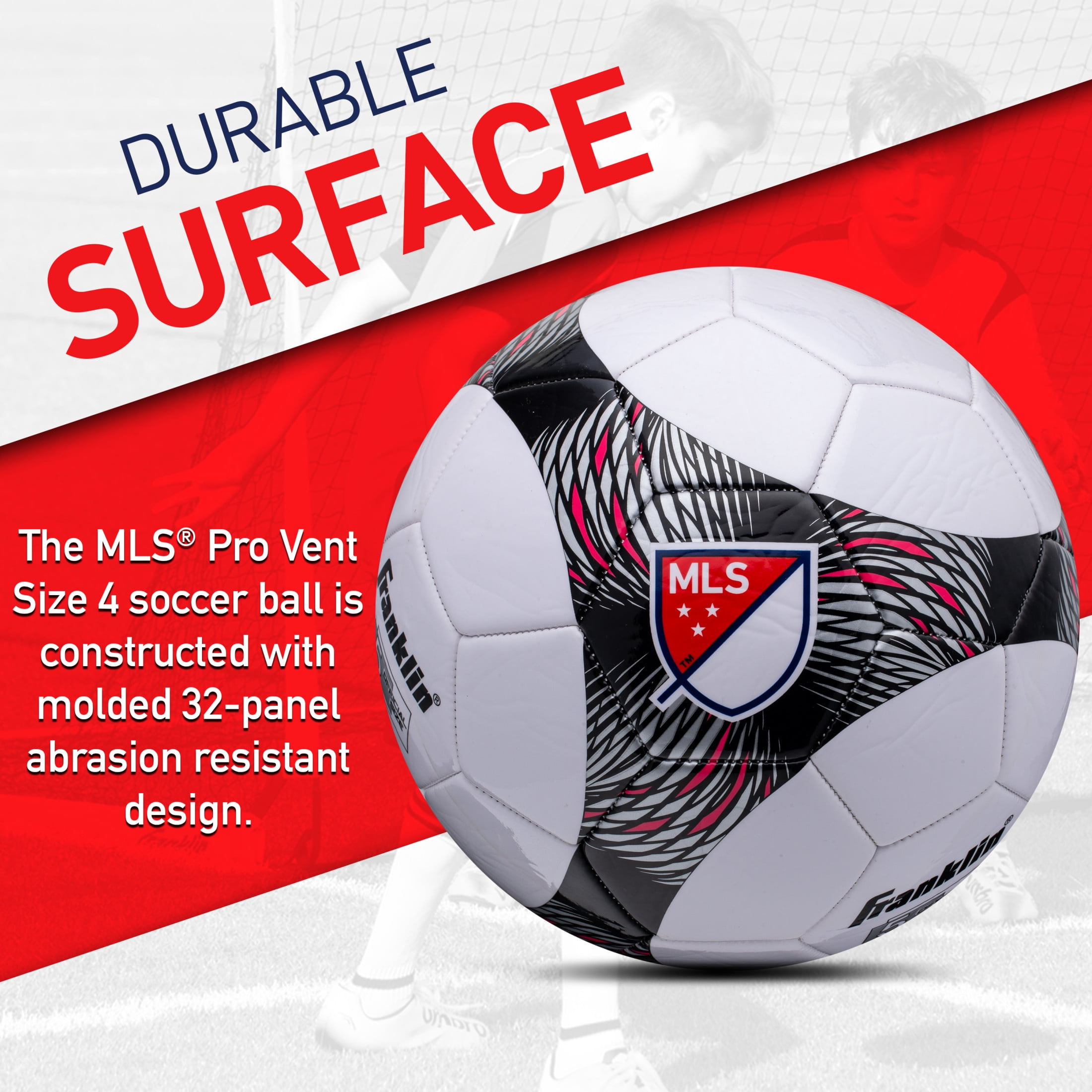 Franklin Sports MLS Pro Vent Kids Soccer Ball - Size 4 Youth Soccer Ball - Soft Cover - Great for Kids and Toddlers - Air Pump Included